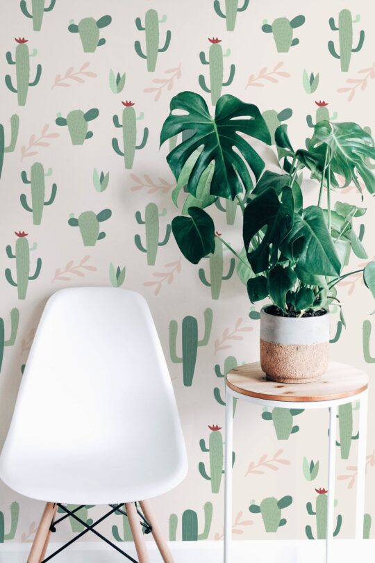 cactus peel and stick wallpaper