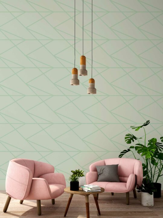 geometry green traditional wallpaper