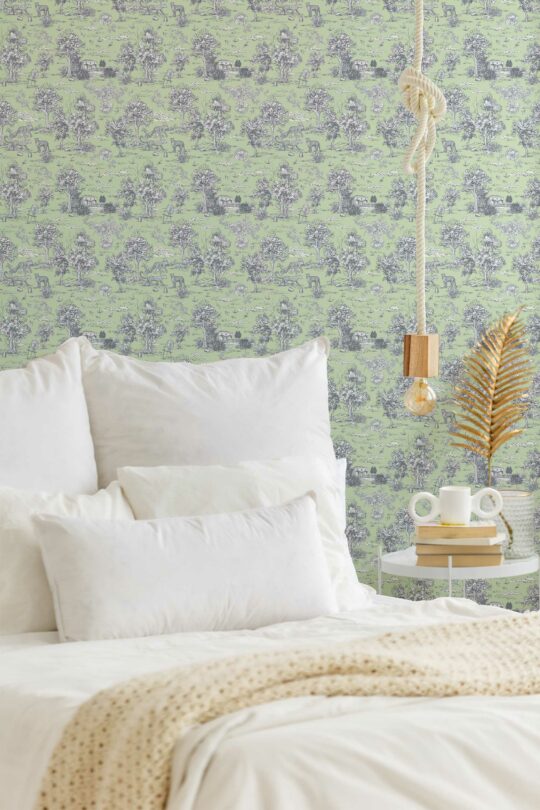 sage toile non-pasted wallpaper