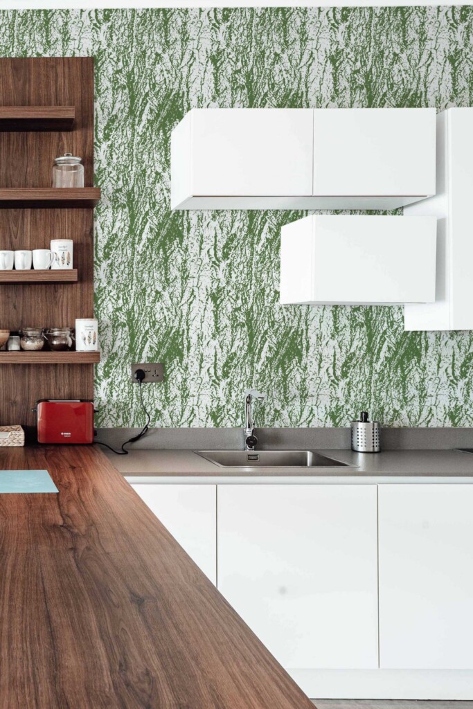 Fancy Walls self-adhesive wallpaper with green texture imitation pattern for kitchen walls