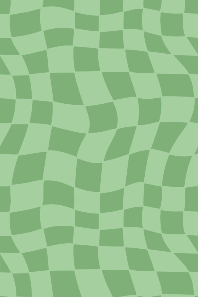 Pattern repeat of Green trippy grid removable wallpaper design