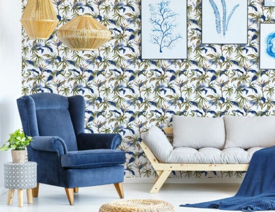 Tropical leaf peel and stick removable wallpaper