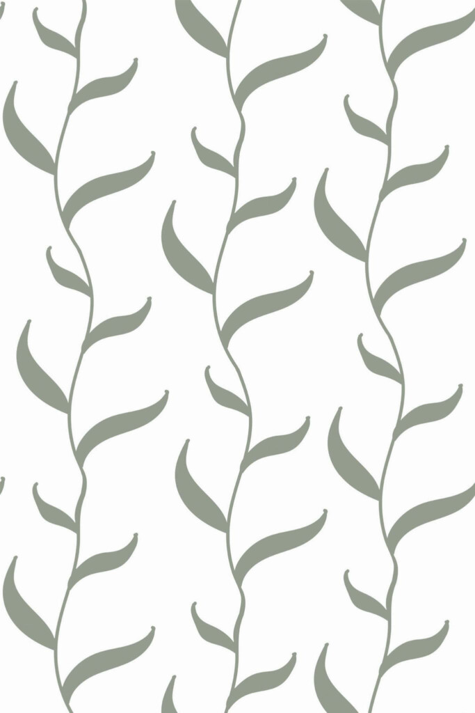 Pattern repeat of Green vines removable wallpaper design