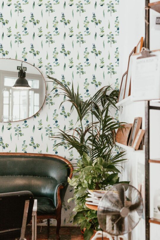Watercolor eucalyptus leaf sticky wallpaper