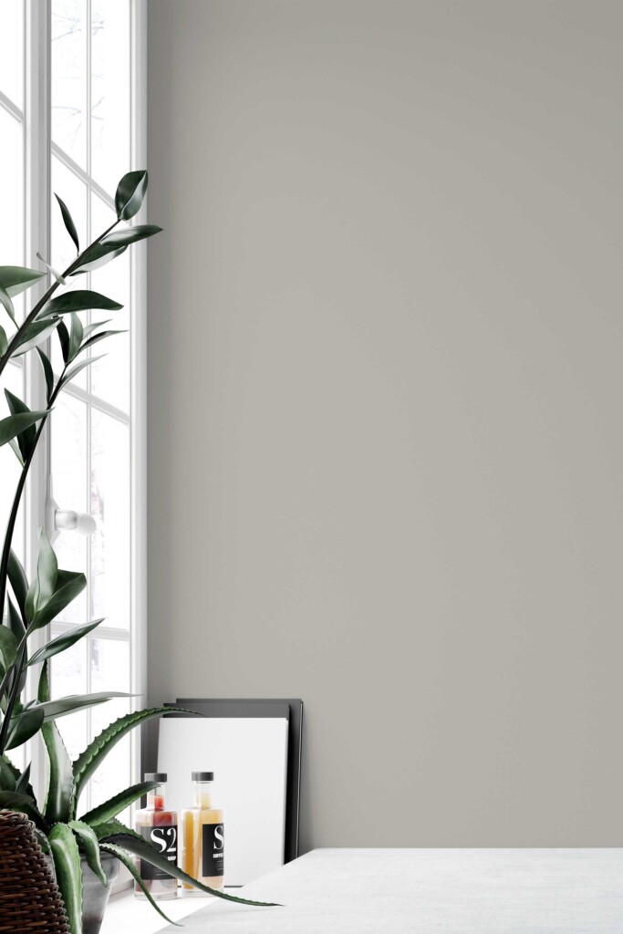 Removable wallpaper in neutral greige by Fancy Walls for calm living spaces