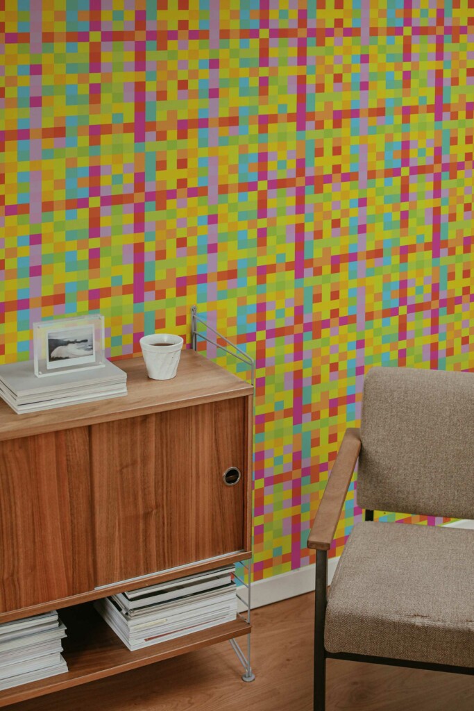 Self-adhesive Colorful Checkered Bliss wallpaper by Fancy Walls