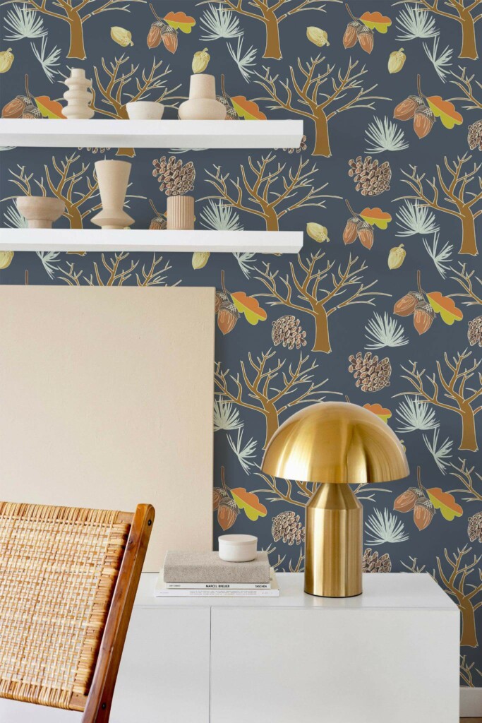 Modern style dining room decorated with Groovy garden peel and stick wallpaper