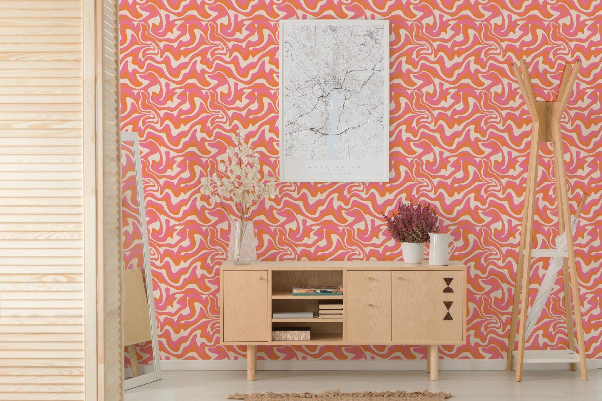 Orange groovy wallpaper - Peel and Stick or Non-Pasted | Save 25%