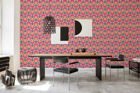 Groovy Pink Blooms self-adhesive wallpaper by Fancy Walls