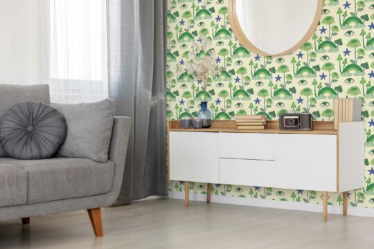 Groovy Green Psychedelic Fantasy traditional wallpaper by Fancy Walls