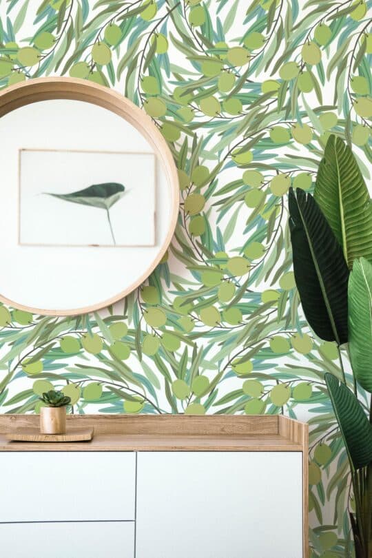 green hallway/entryway peel and stick removable wallpaper
