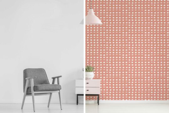 Pink Grid peel and stick wallpaper by Fancy Walls