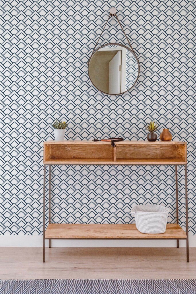 Contemporary style entryway decorated with Hand drawn triangles peel and stick wallpaper