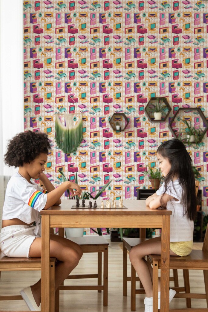 Peel and stick wallpaper by Fancy Walls showcasing vibrant arcade theme
