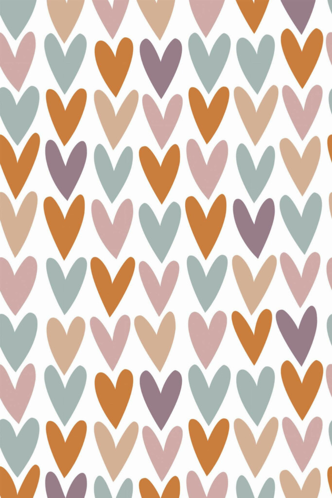 Pattern repeat of Heart removable wallpaper design