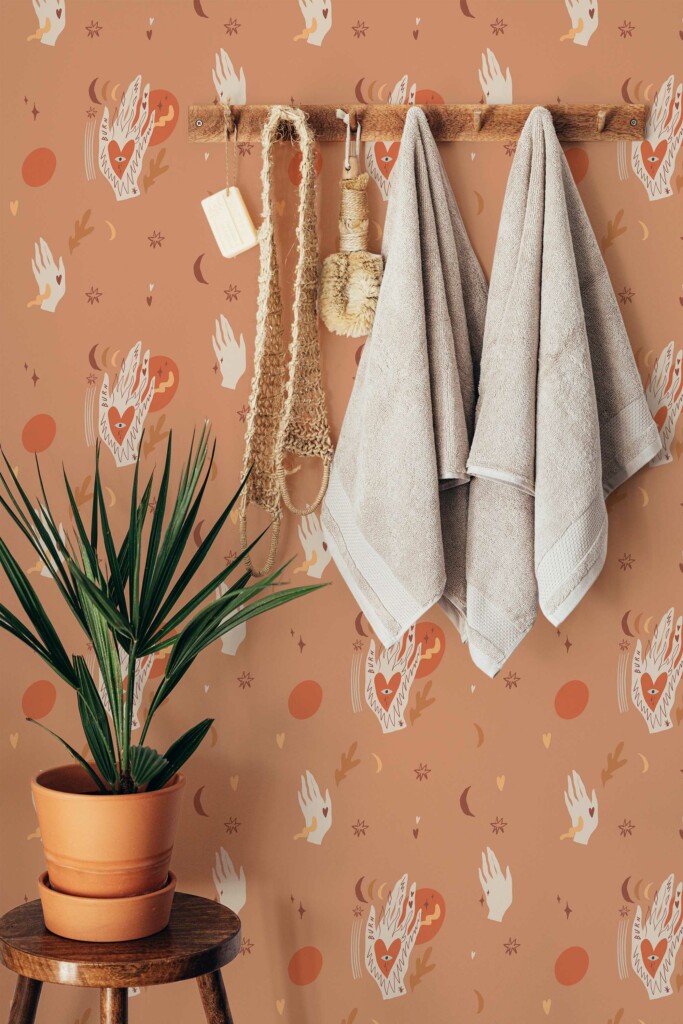Fancy Walls Peel and Stick Wallpaper with Hand Heart Design