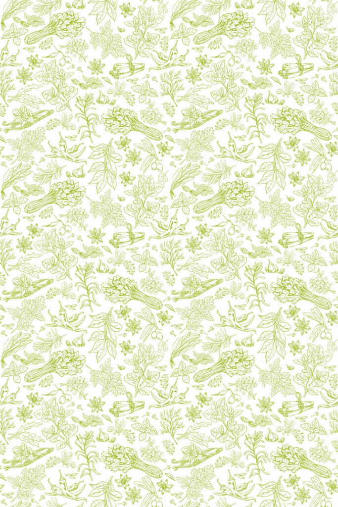 Pattern repeat of Herbs backsplash removable wallpaper design