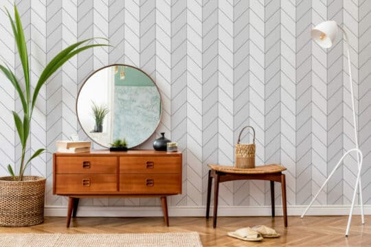 Gray herringbone removable wallpaper