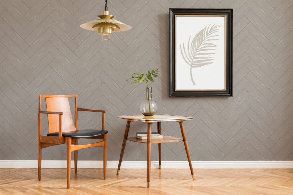 herringbone brown and beige traditional wallpaper