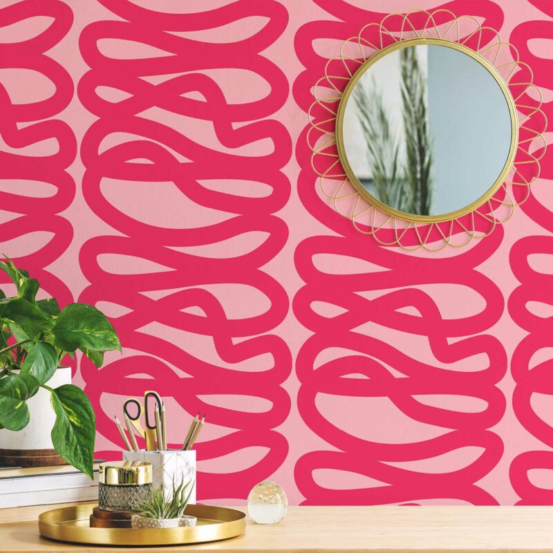 Hot Pink Stripes Fabric, Wallpaper and Home Decor