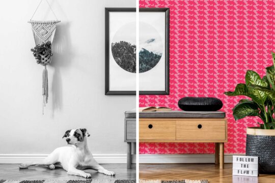 pink houndstooth non-pasted wallpaper
