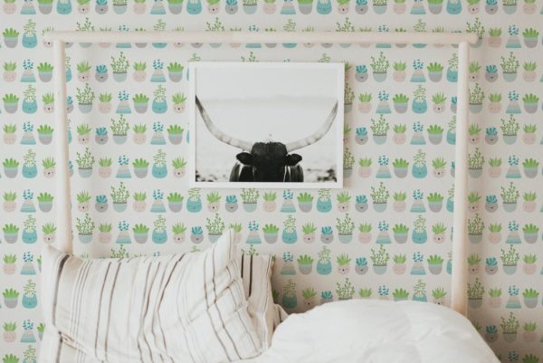 Succulent kids room peel and stick wallpaper