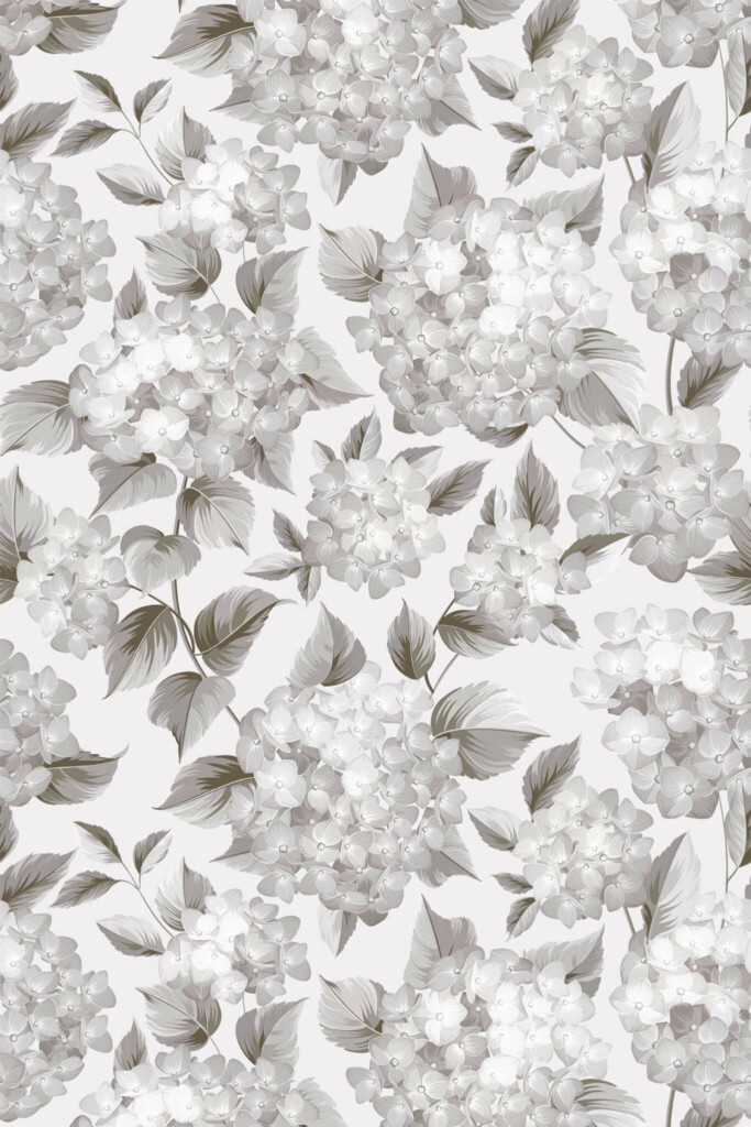Pattern repeat of Hydrangea removable wallpaper design