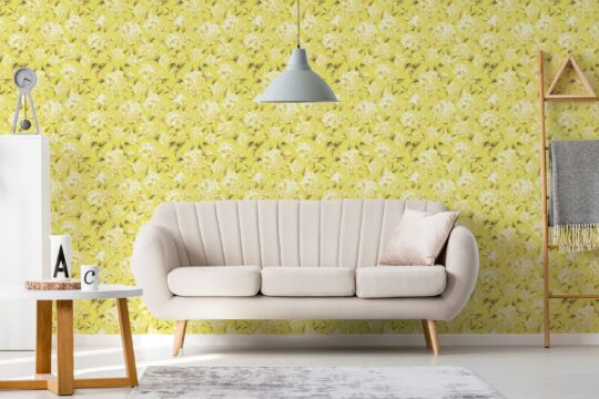 Vintage Yellow Hydrangeas self-adhesive wallpaper by Fancy Walls