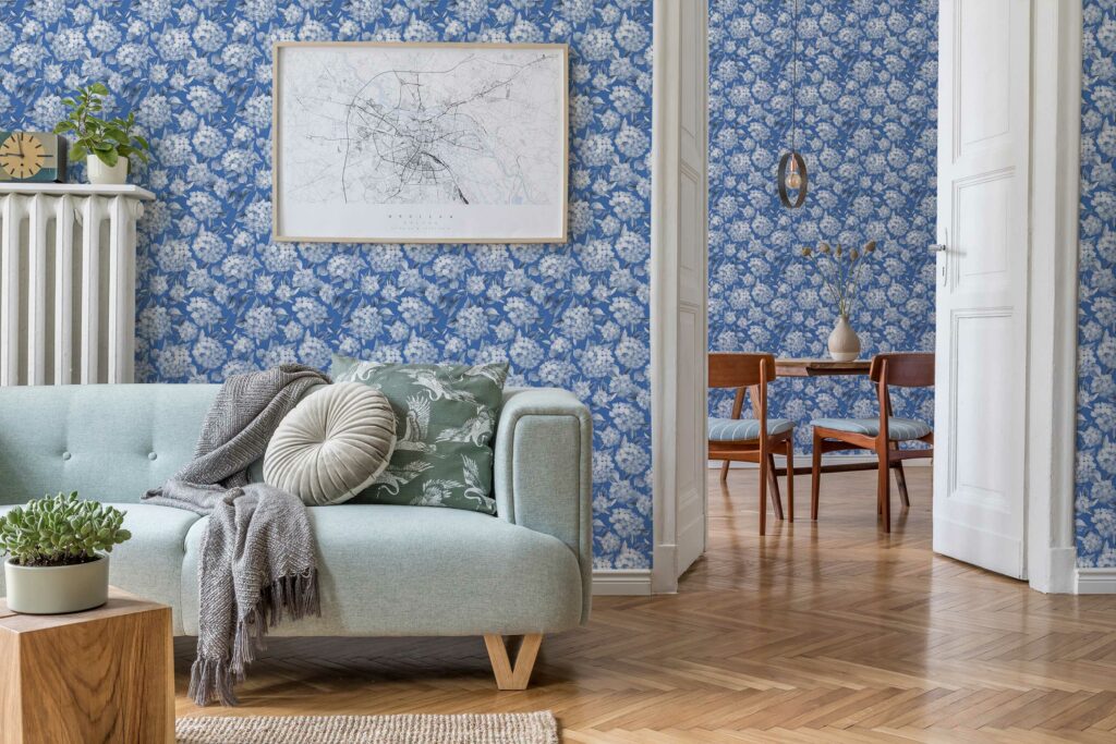 Blue hydrangeas Wallpaper - Peel and Stick or Non-Pasted