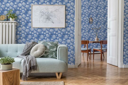 blue blue unpasted wallpaper