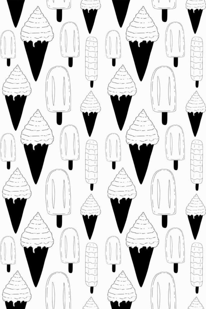 Pattern repeat of Ice cream removable wallpaper design