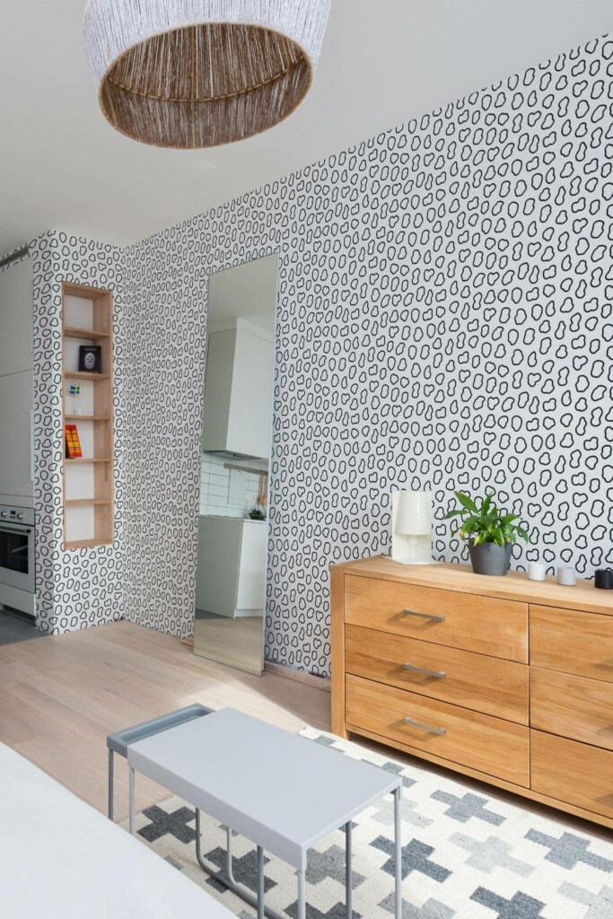 Scandinavian style small apartment decorated with Irregular forms peel and stick wallpaper