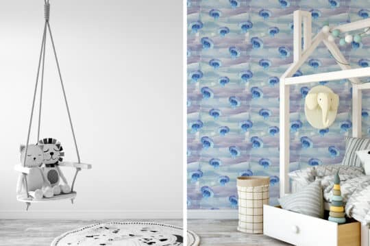 jellyfish blue and purple traditional wallpaper