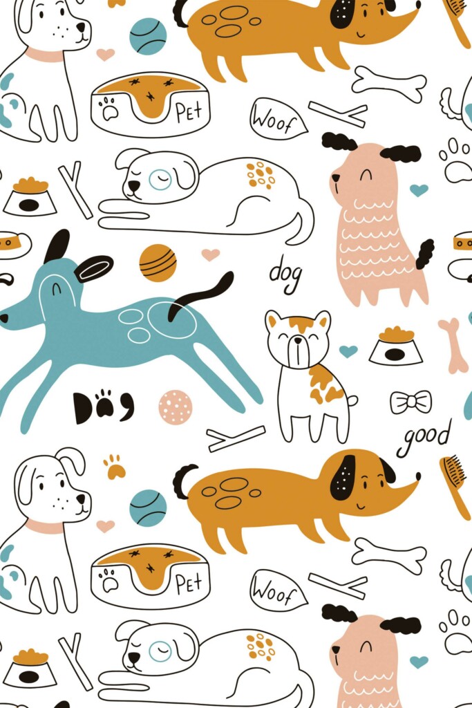Non-pasted wallpaper with playful dog design by Fancy Walls