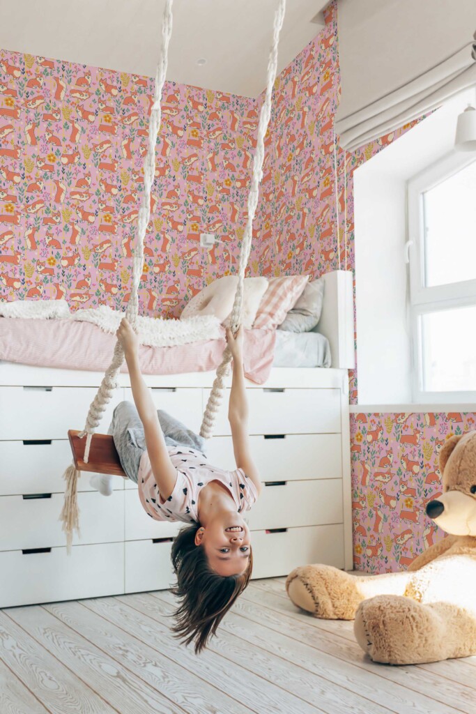 Fancy Walls playful Pink Animal self-adhesive wallpaper for vibrant interiors.