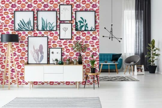 red and pink stick and peel wallpaper