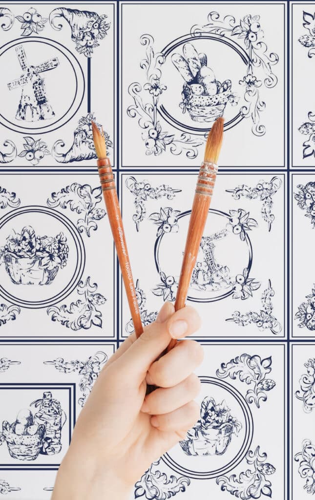 Blue delft tile Wallpaper - Peel and Stick or Non-Pasted