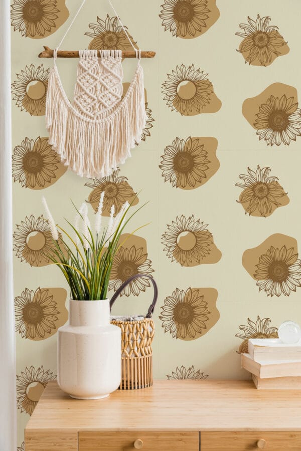 sunflower peel and stick wallpaper