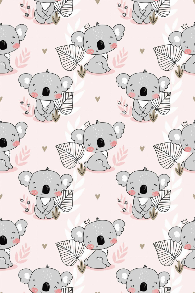Pattern repeat of Koala removable wallpaper design