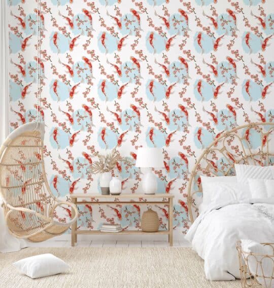 chinoiserie blue and white traditional wallpaper