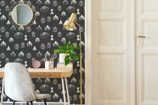 pattern black traditional wallpaper