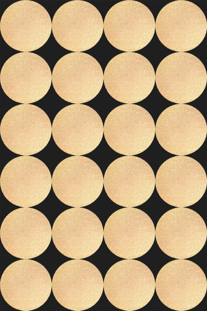 Pattern repeat of Large gold color circles removable wallpaper design