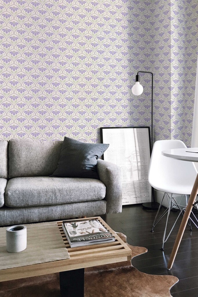Fancy Walls art deco floral lavender self-adhesive wallpaper