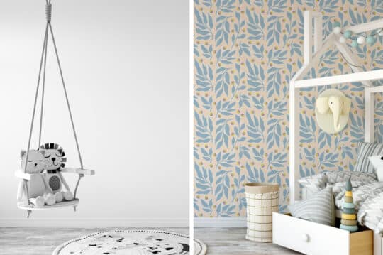 blue and yellow laundry room peel and stick removable wallpaper