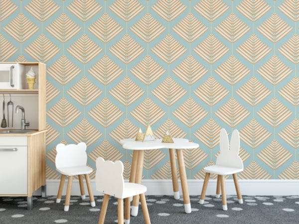 yellow and blue leaf self-adhesive wallpaper