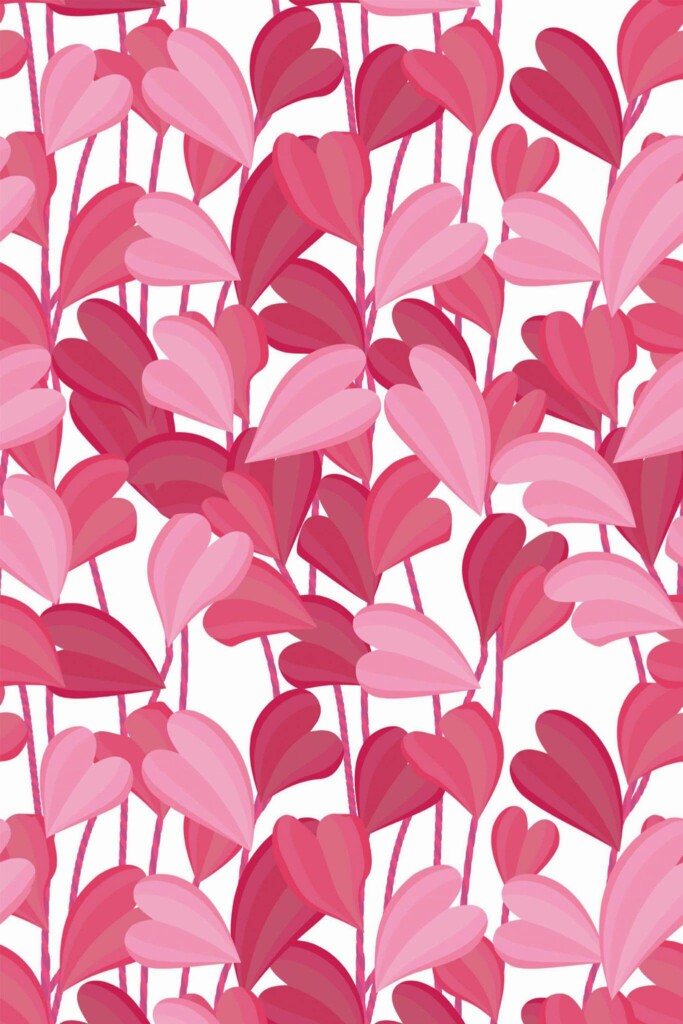 Pattern repeat of Leaf heart removable wallpaper design