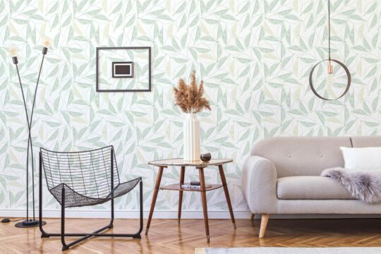 Scandinavian green leaf temporary wallpaper