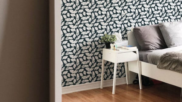 Black and white banana leaf peel and stick removable wallpaper