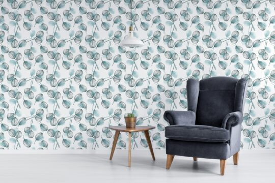teal watercolor unpasted wallpaper