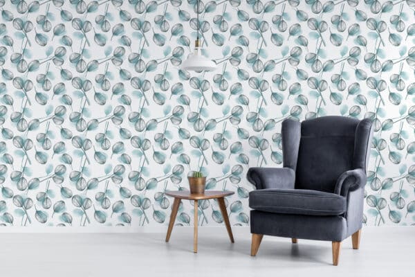 teal watercolor unpasted wallpaper